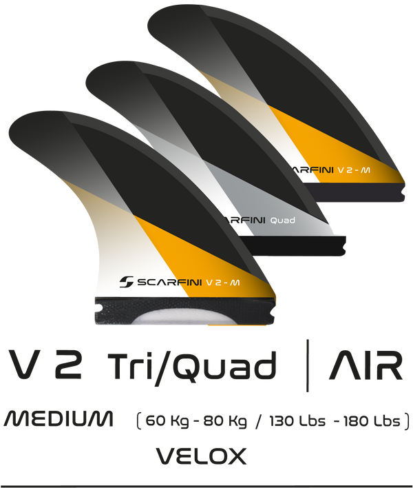 V 2 TRI/QUAD (5 fins) - MEDIUM - SINGLE TAB - Scarfini Fins
